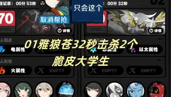 【绝区零】策划把谁家的脆皮大学生放进防卫战里面了？01雅狼苍32秒17层下半！