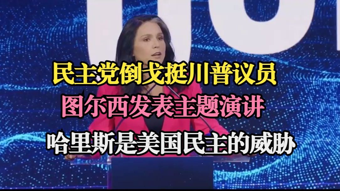 图尔西(哈里斯前党内总统竞争对手)发表主题演讲:哈里斯是美国民主的威胁哔哩哔哩bilibili