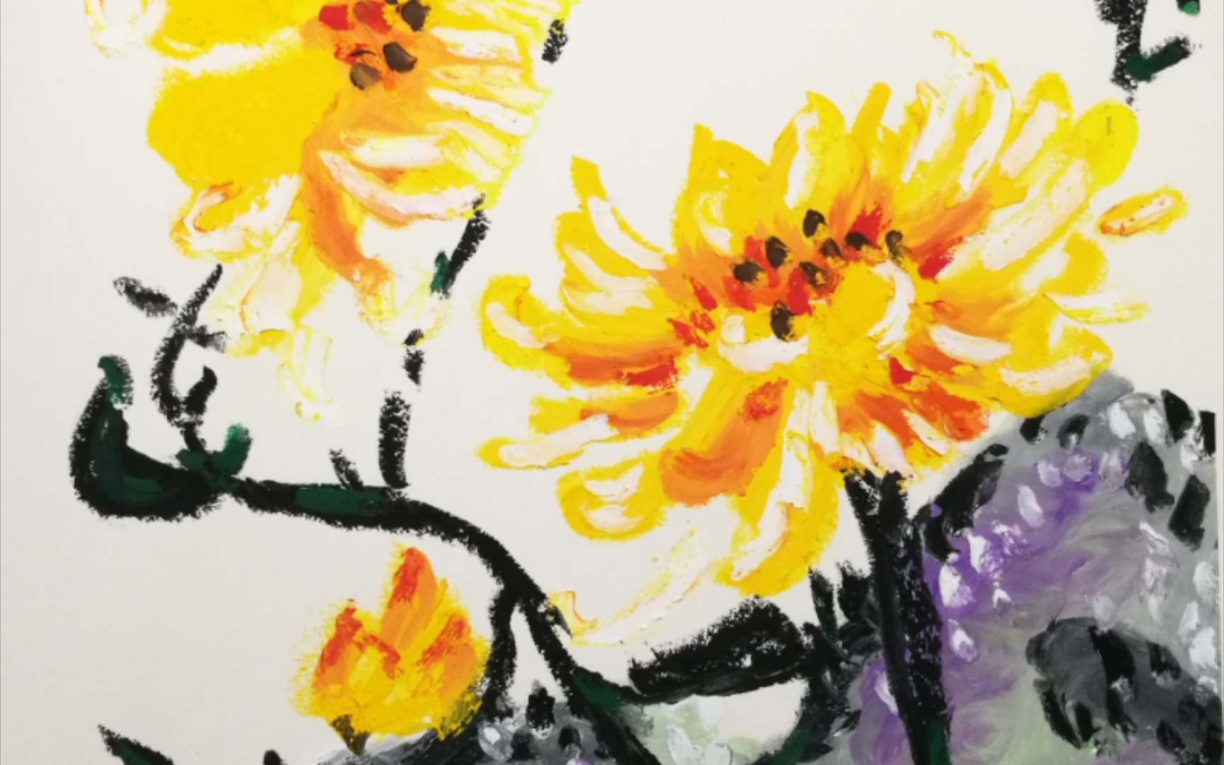 油画棒|国风菊花|薄雾浓云愁永昼,瑞脑销金兽.