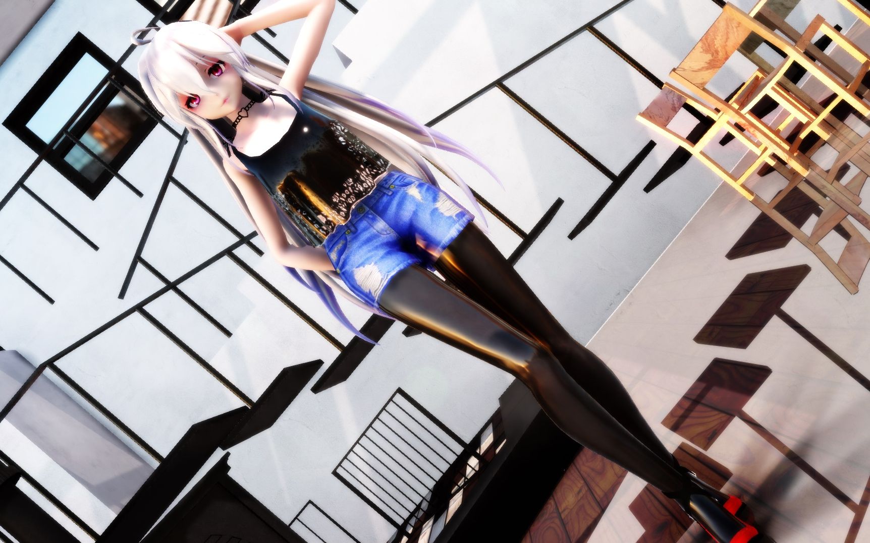 弱音mmd既然不会弄丝袜那就弄皮裤吧