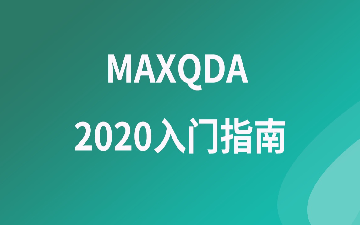 MAXQDA软件教程MAXQDA 2020 入门指南哔哩哔哩bilibili