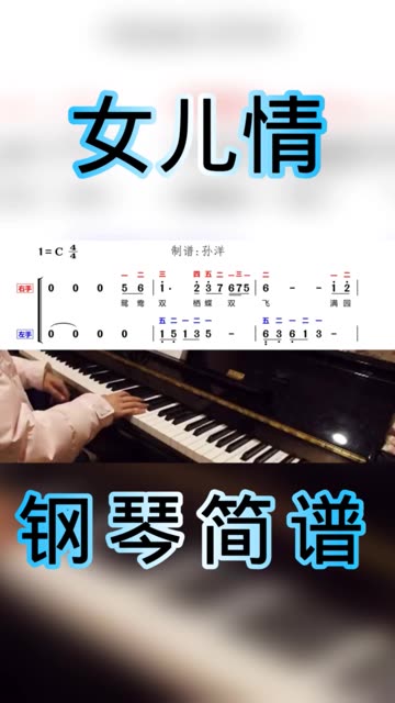 《女儿情》钢琴 双手简谱哔哩哔哩bilibili