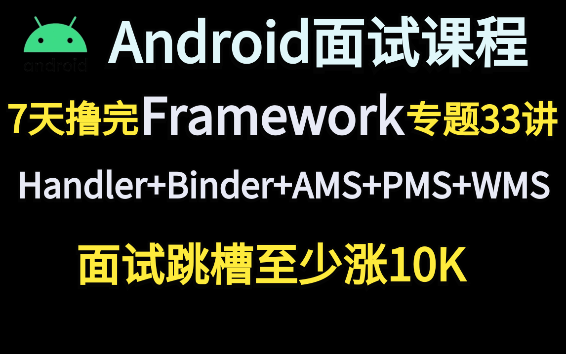 [图]7天，把33讲Framework面试题撸干净了（Handler，Binder，AMS，PMS，WMS，Zygote），面试跳槽至少涨10K！