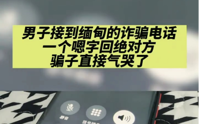 男子接到缅甸的诈骗电话,一个嗯字回绝对方,骗子直接气哭了!哔哩哔哩bilibili