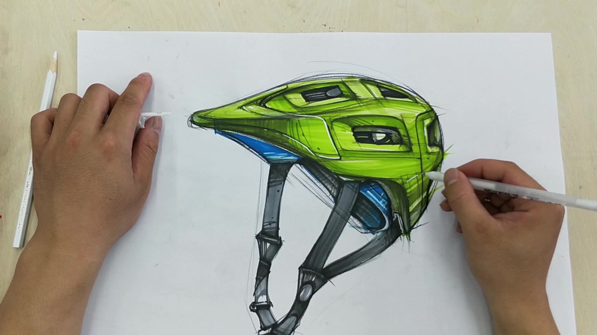 马克笔设计手绘运动头盔