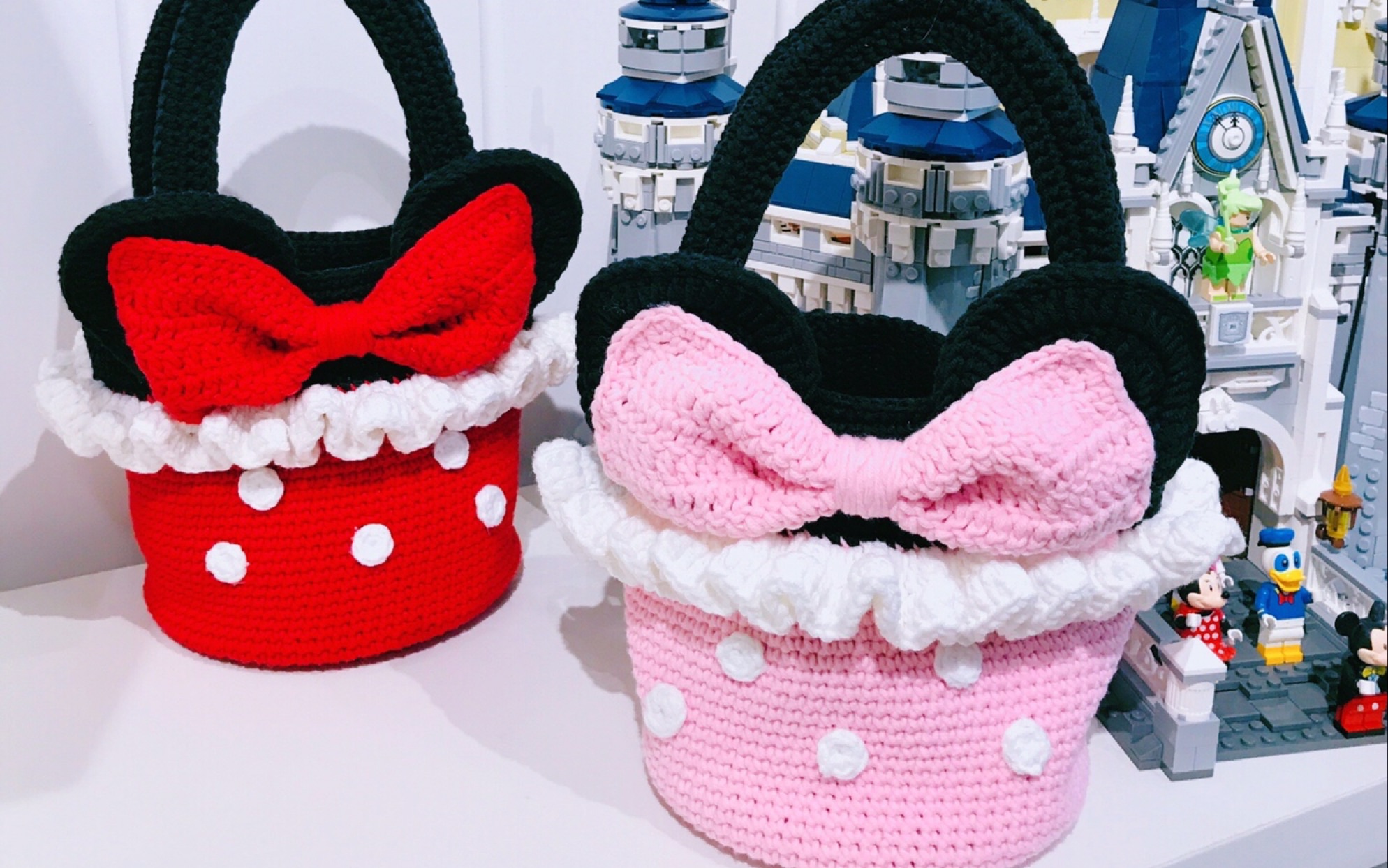 暖芯手作 米奇米妮钩针编织手提包