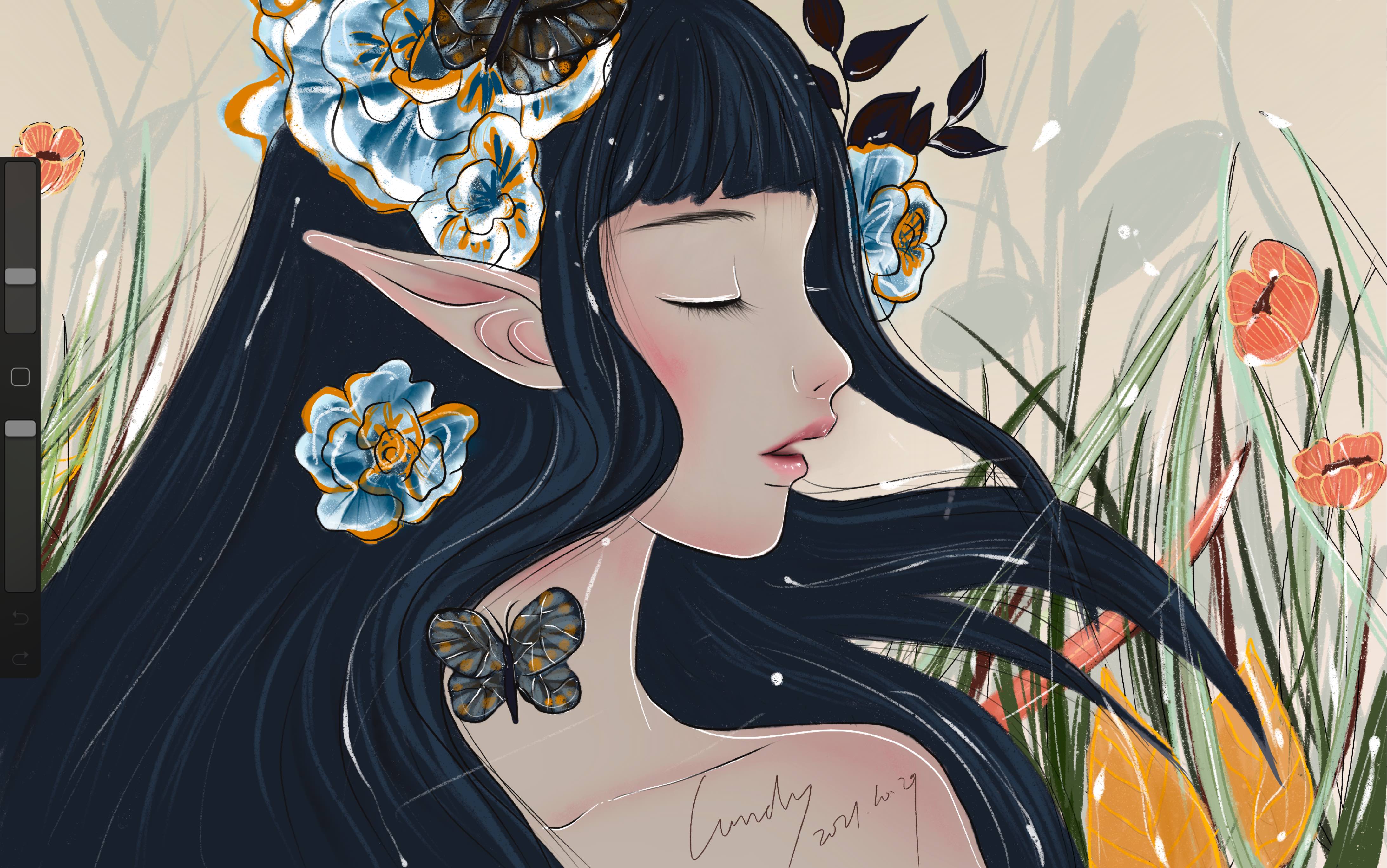 万圣节精灵女孩手绘过程