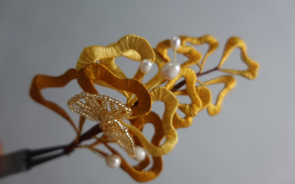 银杏叶缠花加串珠_哔哩哔哩 (゜-゜)つロ 干杯~-bilibili