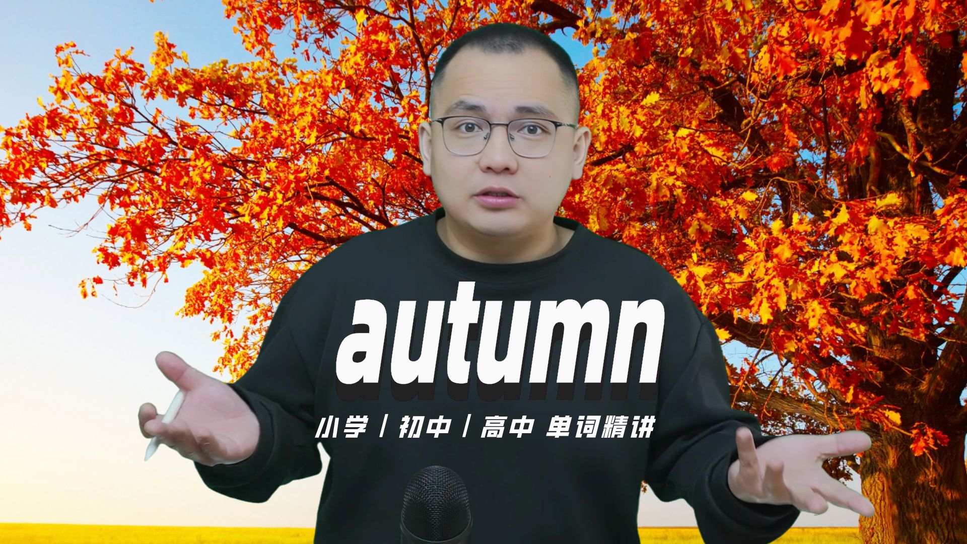 英语单词autumn的中文意思是什么?每天坚持打卡学习10个单词,小学就能达到高中词汇量(英语教材作者康文捷讲解)哔哩哔哩bilibili