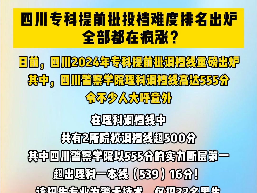 四川专科提前批投档难度排名出炉,全部都在疯涨?哔哩哔哩bilibili