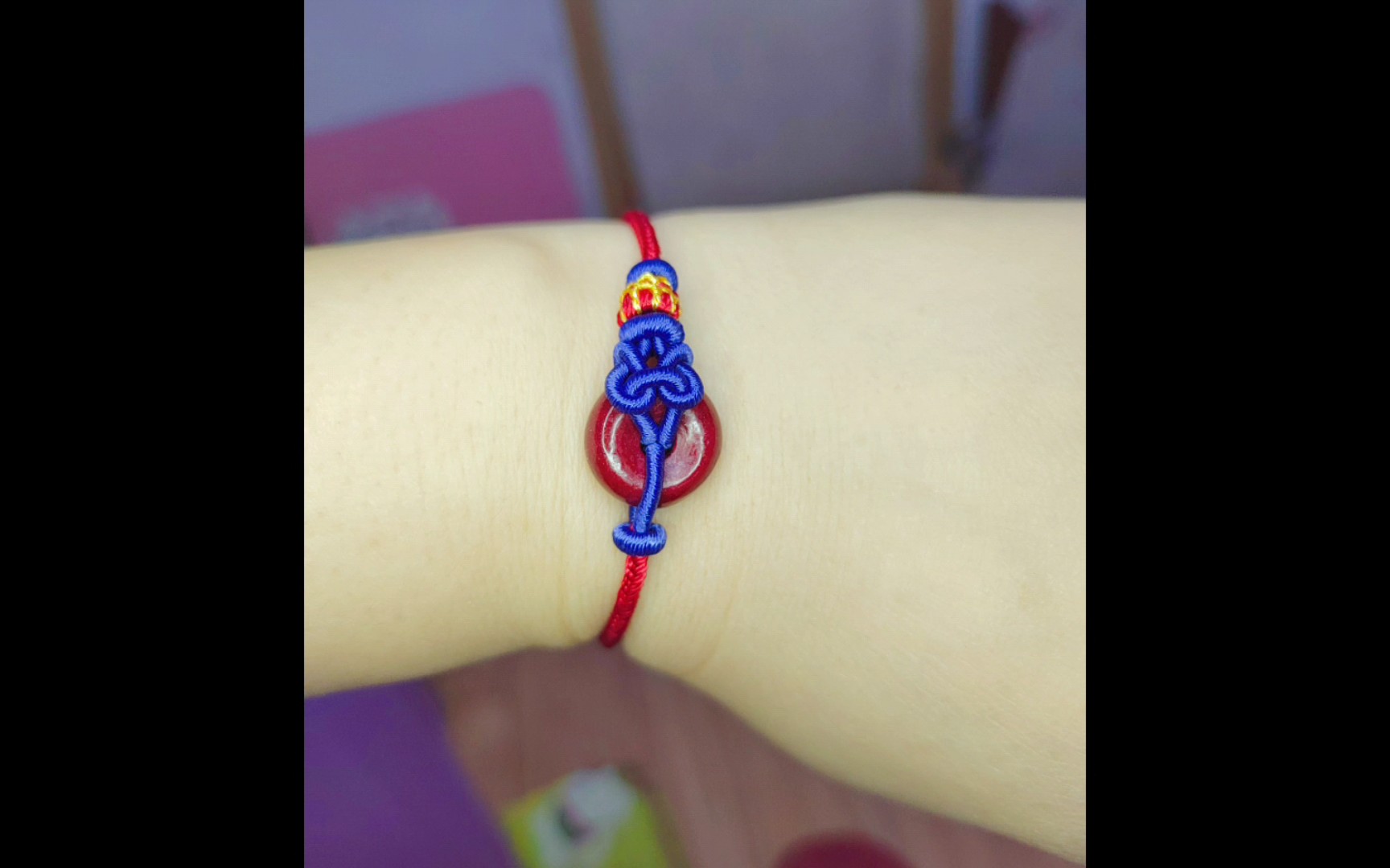 【编绳】大家新年快乐-朱砂平安扣手绳