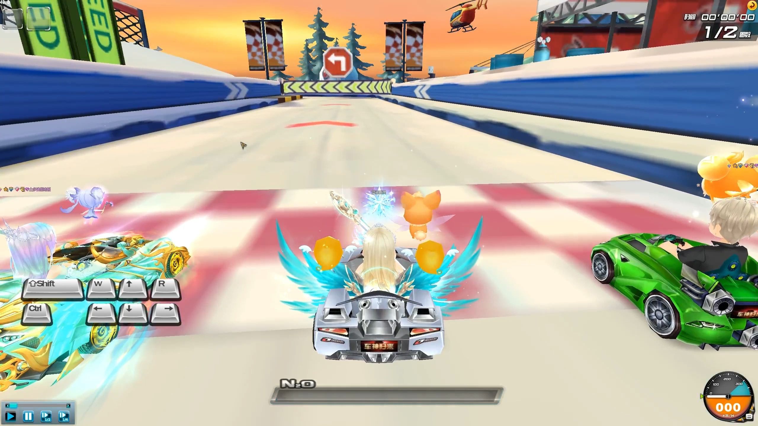 qq飞车200分大师排位赛实战后追——雪地拉力Ⅱ——白鸽