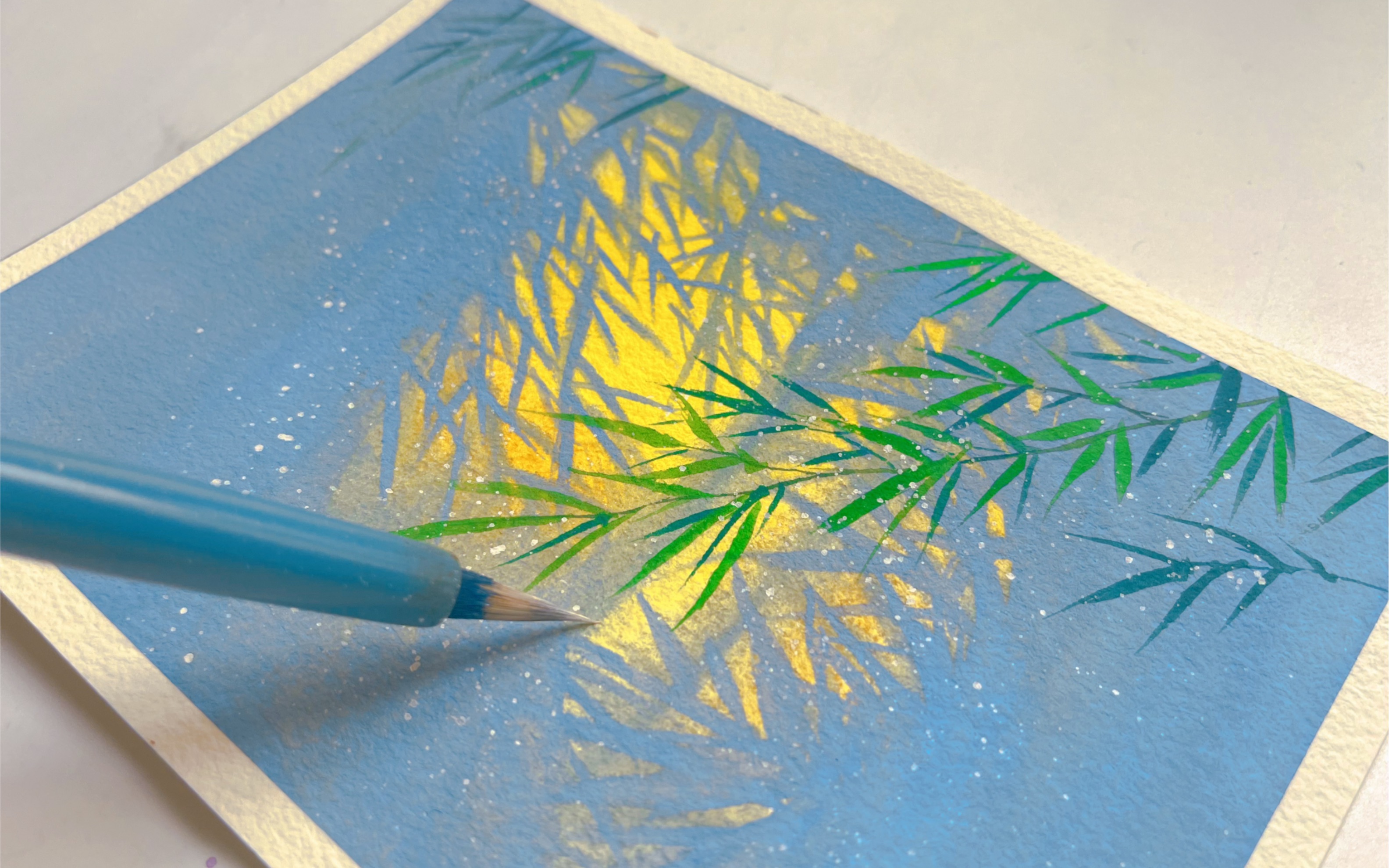 【水彩教程】用一束光影竹林治愈你!