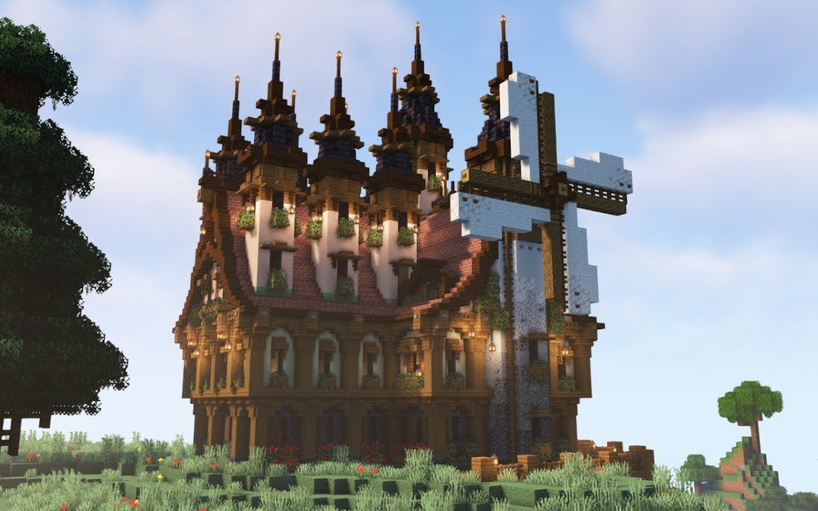 hrzybuildsminecraft建筑教程奇幻农场之家搬运