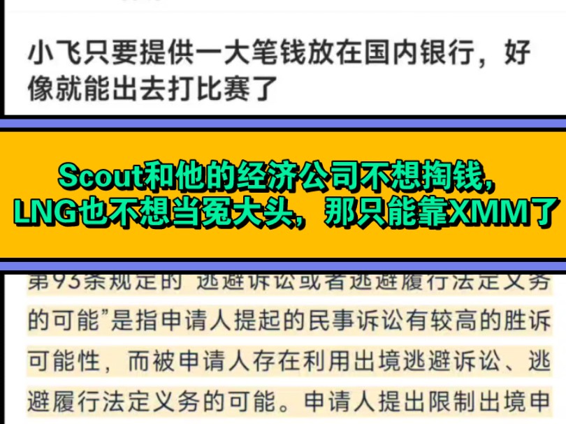 网友爆料Scout只要向法院缴一笔保证金就可以去世界赛了英雄联盟