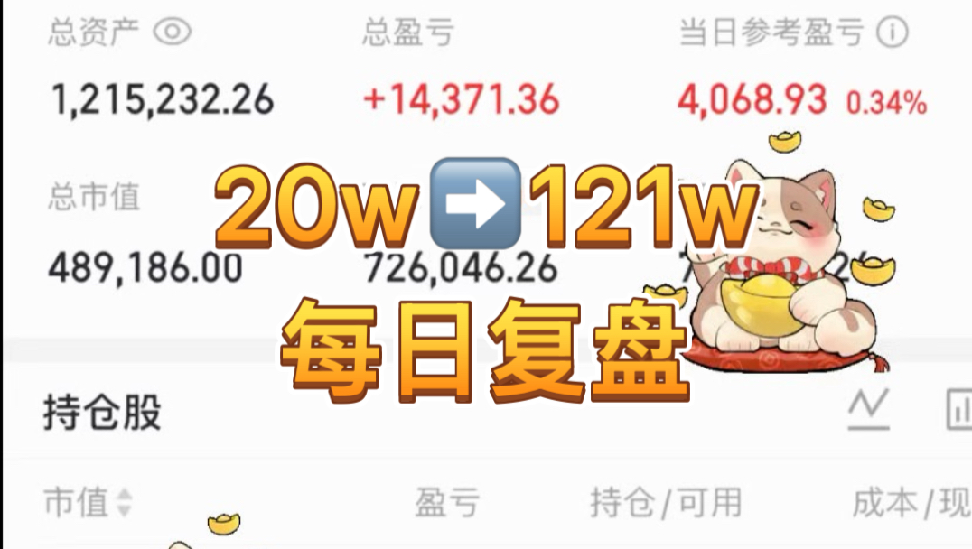 每日复盘｜看系统新买了蓝色gb，其他持仓和昨天发的一样没有动～