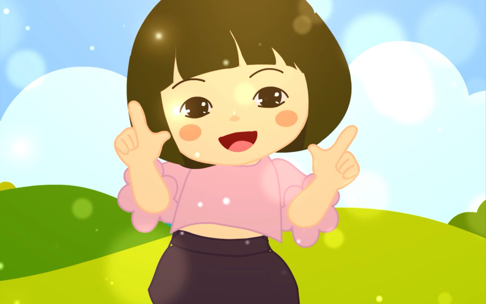 豌豆儿跳kisskiss亲吻脸颊的微笑手势舞