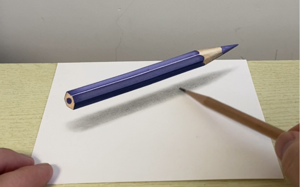 【3d立体画】彩铅手绘悬浮铅笔