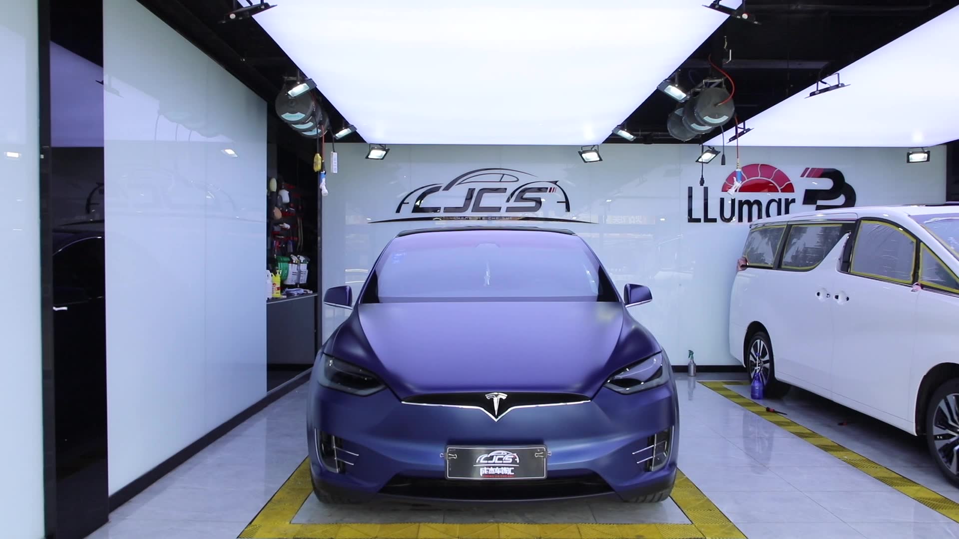 特斯拉蓝色modelx龙膜哑光车衣成杰车饰汇