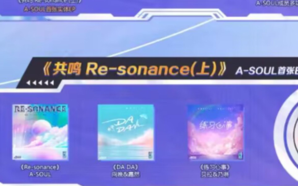 [图]A-SOUL二周年限定舰长礼物，全新首发原创EP《共鸣Re－sonance（上）》，即将上线