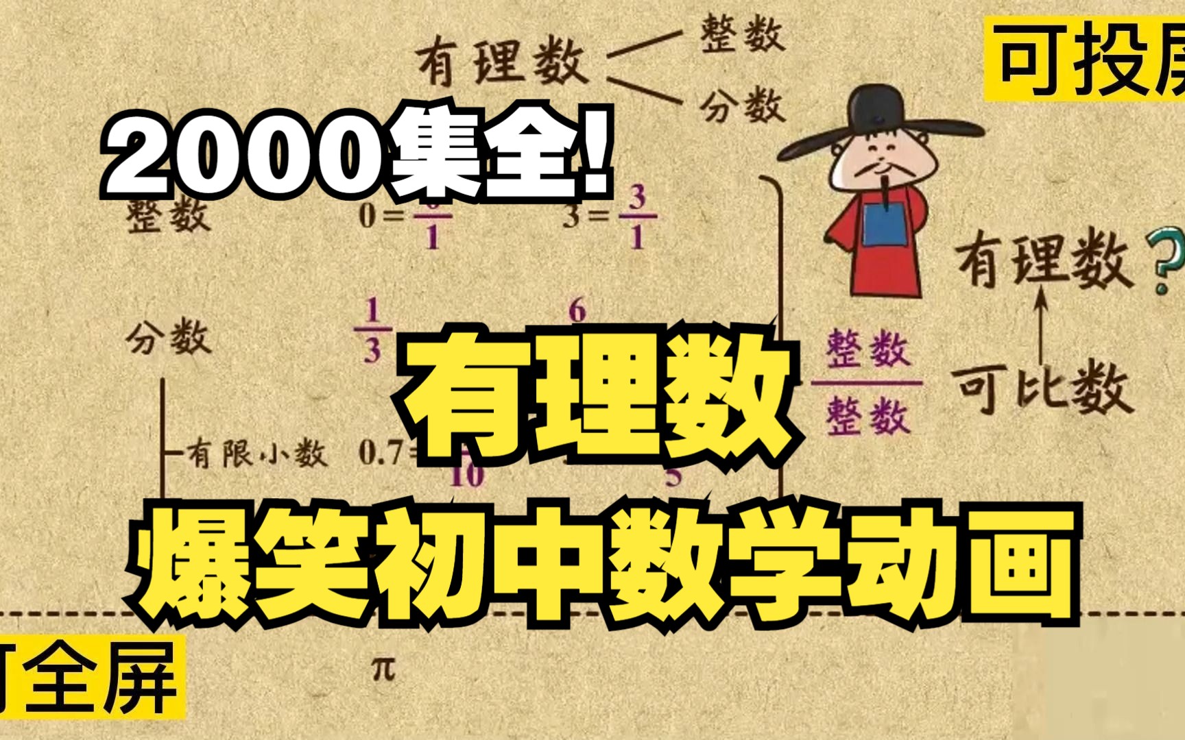 [图]2000集全可分享 爆笑初中数学动画 有理数 帮孩子真正学会学数学