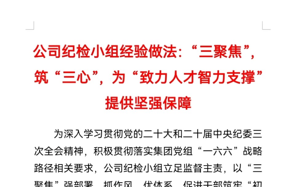 公司纪检小组经验做法:“三聚焦”,筑“三心”,为“致力人才智力支撑”提供坚强保障哔哩哔哩bilibili