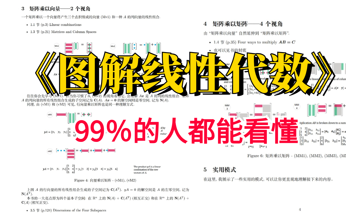 [图]99％的人都能看懂！《线性代数基础》居然有大佬将线性代数用图解的形式讲明白了！真的太强了！建议收藏！——（人工智能、深度学习、机器学习、AI、高等数学）