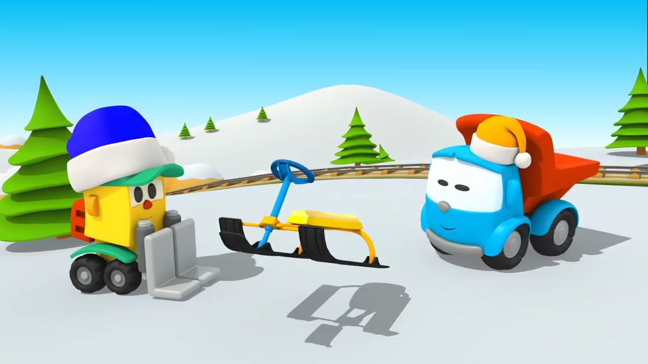 01 制造汽车 Build vehicles with Leo the truck cartoon Snowsled for kids哔哩哔哩bilibili