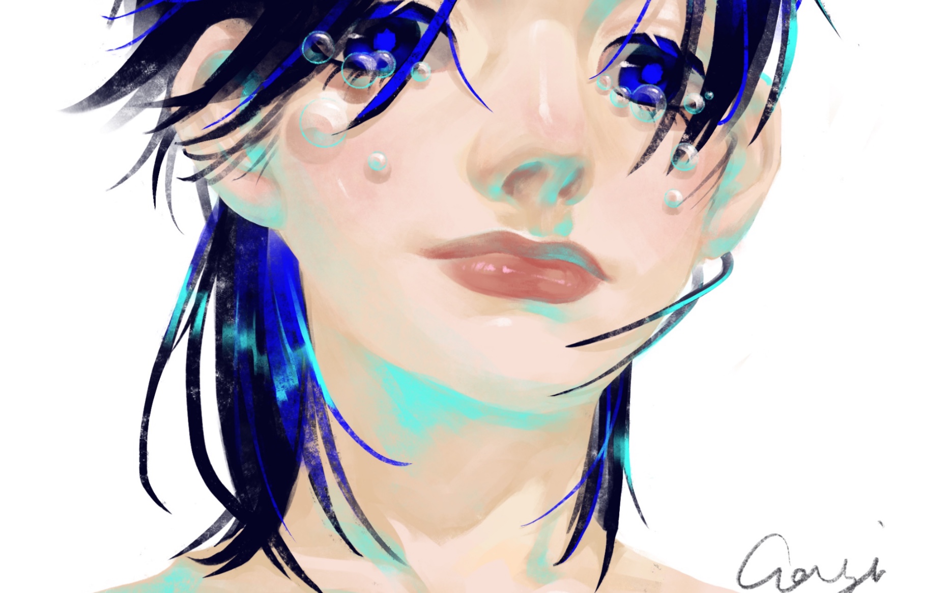 【指绘】【procreate】【iphonexsmax】蓝色少女的哭泣