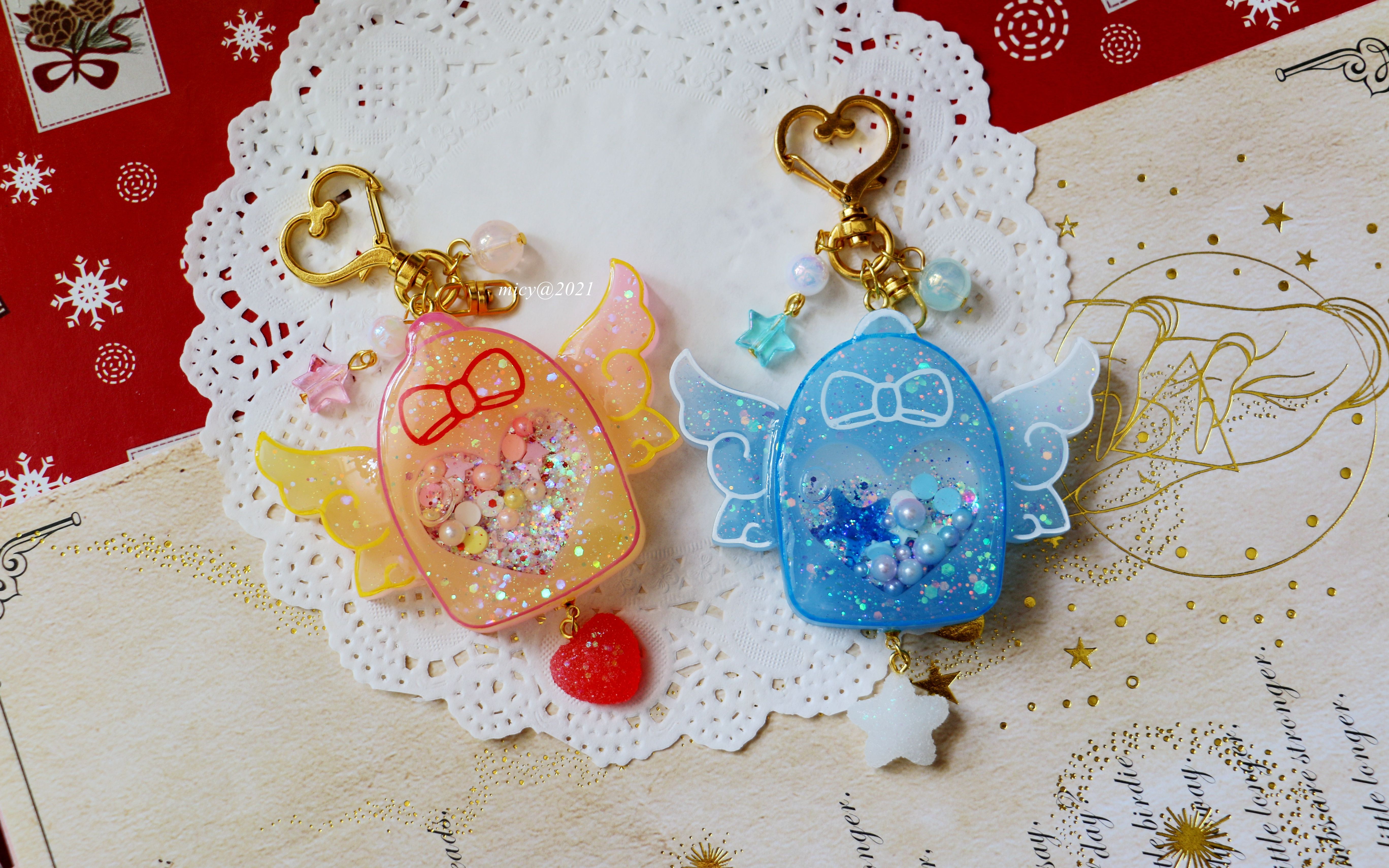 滴胶双色流沙小书包挂件丨滴胶小物制作