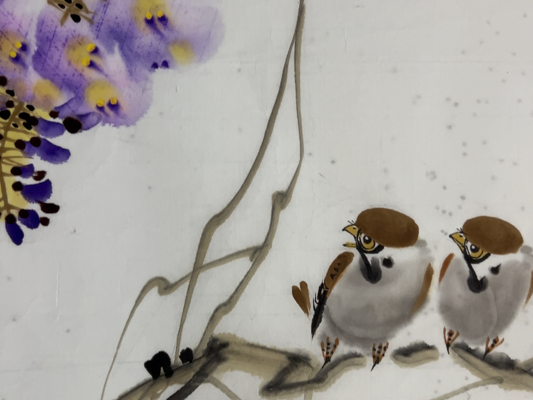 朝鲜画 人民艺术家 郑哲 作 "花鸟画"