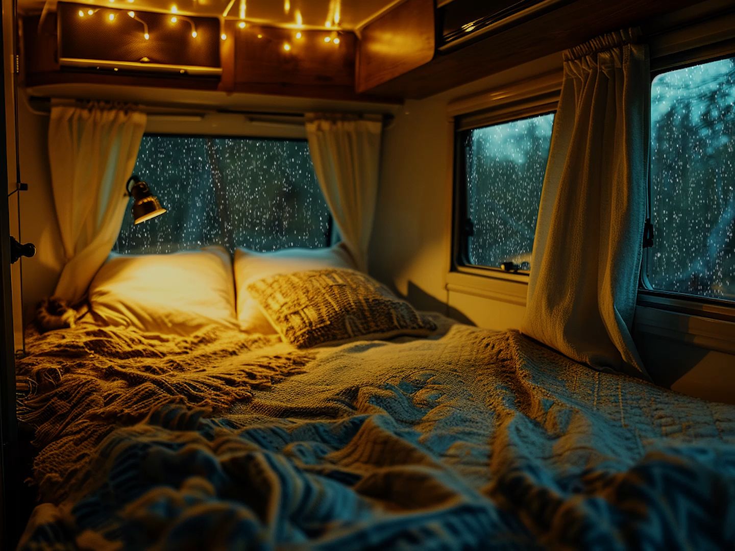 舒适的露营车雨天休憩氛围丨伴随着滴答的舒缓雨声安然