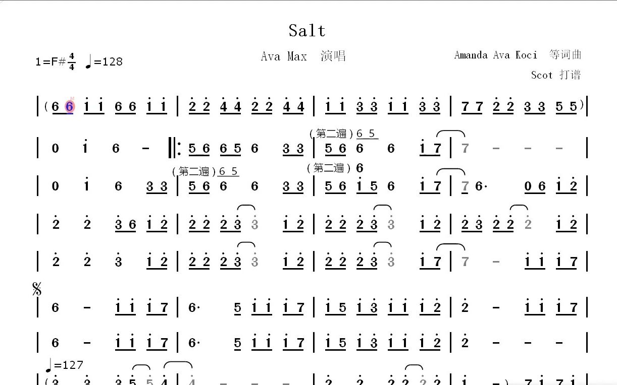 salt简谱钢琴图片