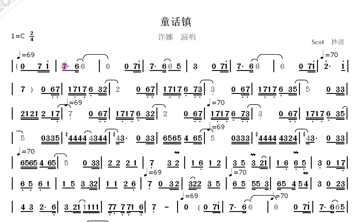 【伴奏】童话镇(许娜原唱)伴奏动态简谱哔哩哔哩bilibili