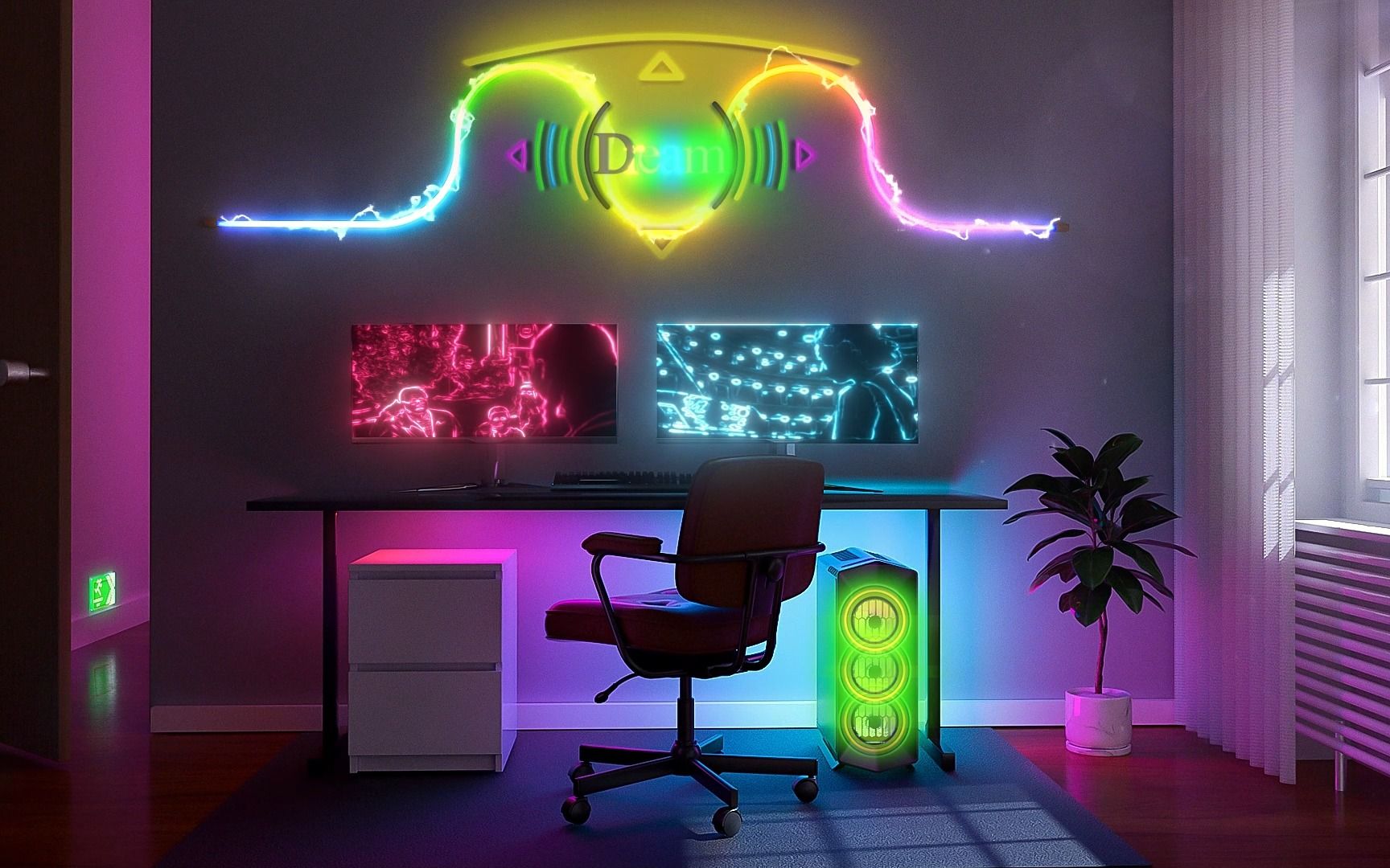 rgb氛围高科技感赛博朋克桌面屏保动态壁纸 取图方法请关注视频简介