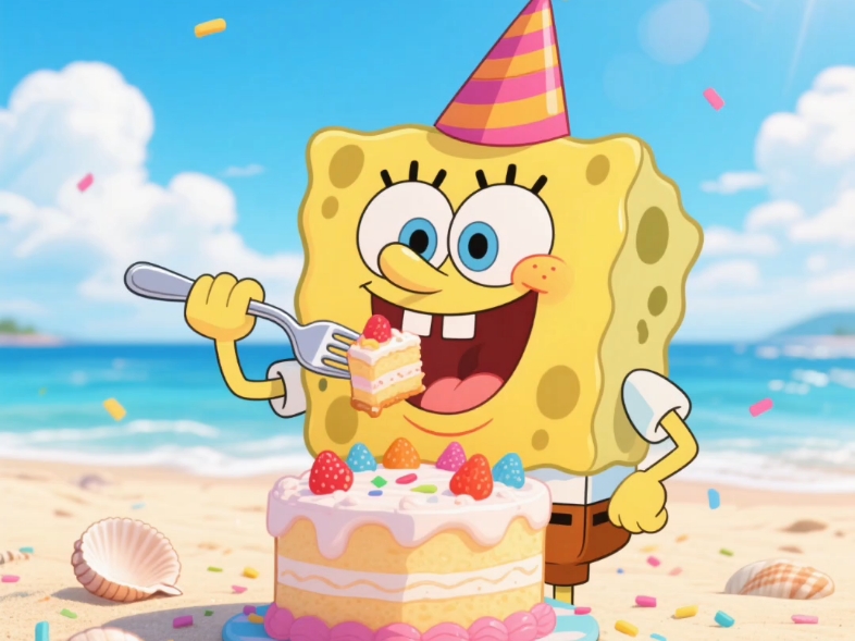 海绵宝宝吃蛋糕
