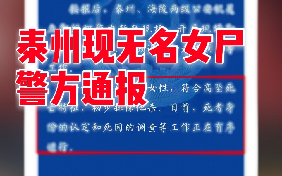 泰州一商场门牌夹层里发现无名女尸 警方通报初步排除他杀哔哩哔哩bilibili