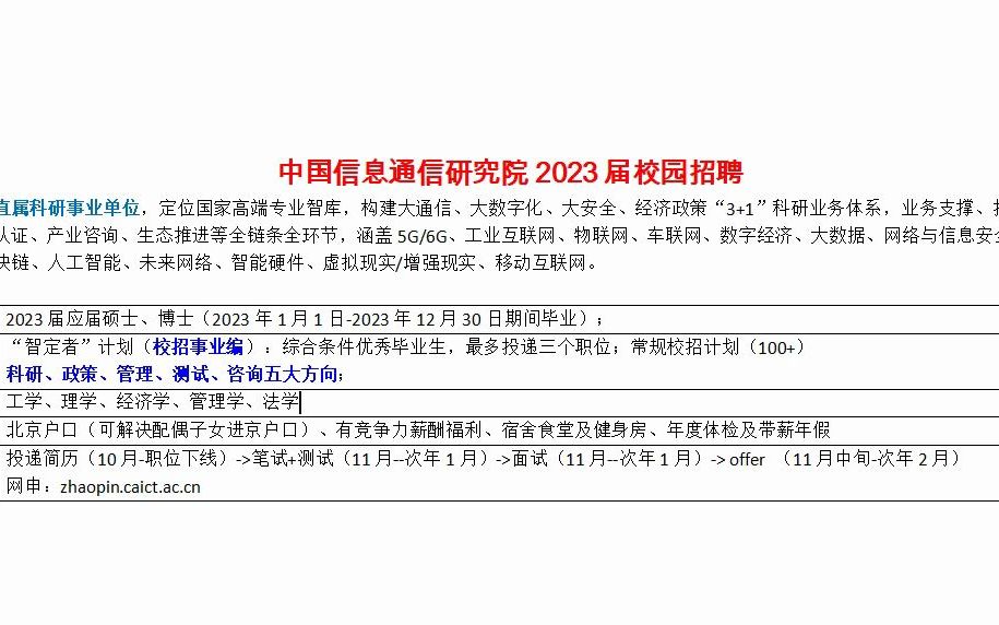 中国信息通信研究院23届智定者计划,事业编,北京户口哔哩哔哩bilibili