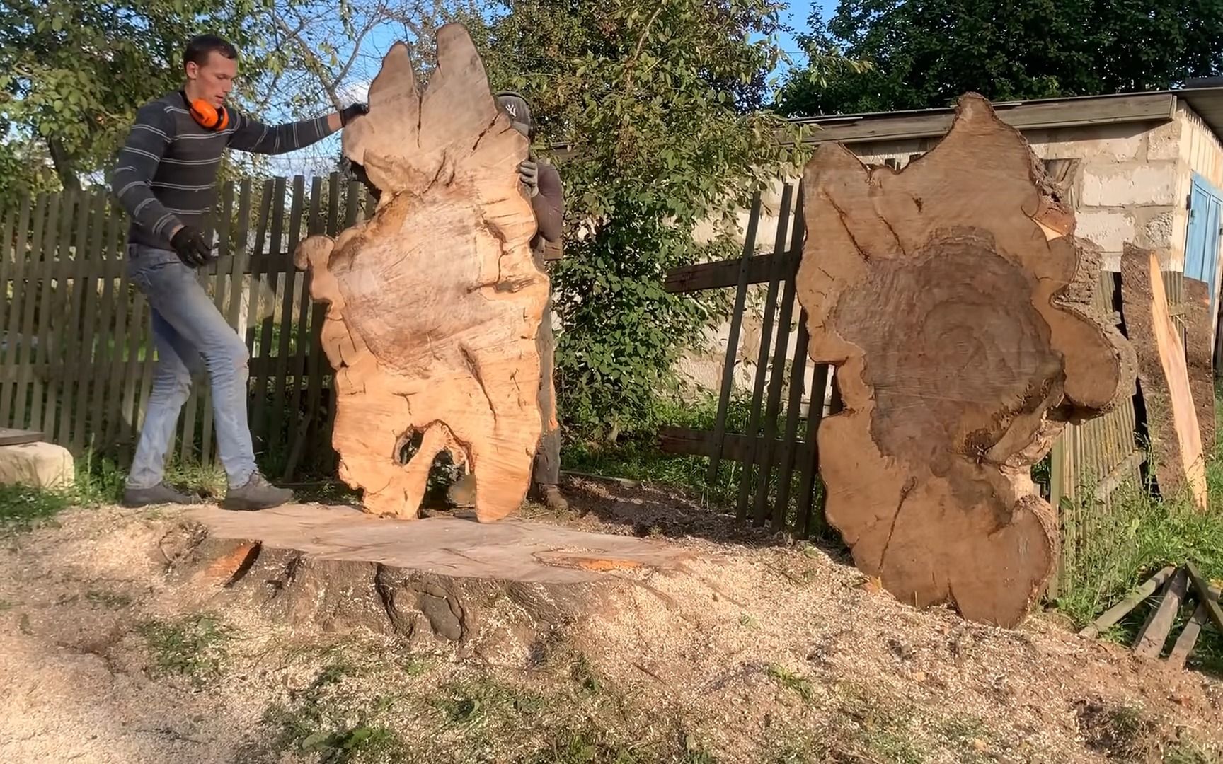 惊人的极富创意的木工 - 锯原木木桩