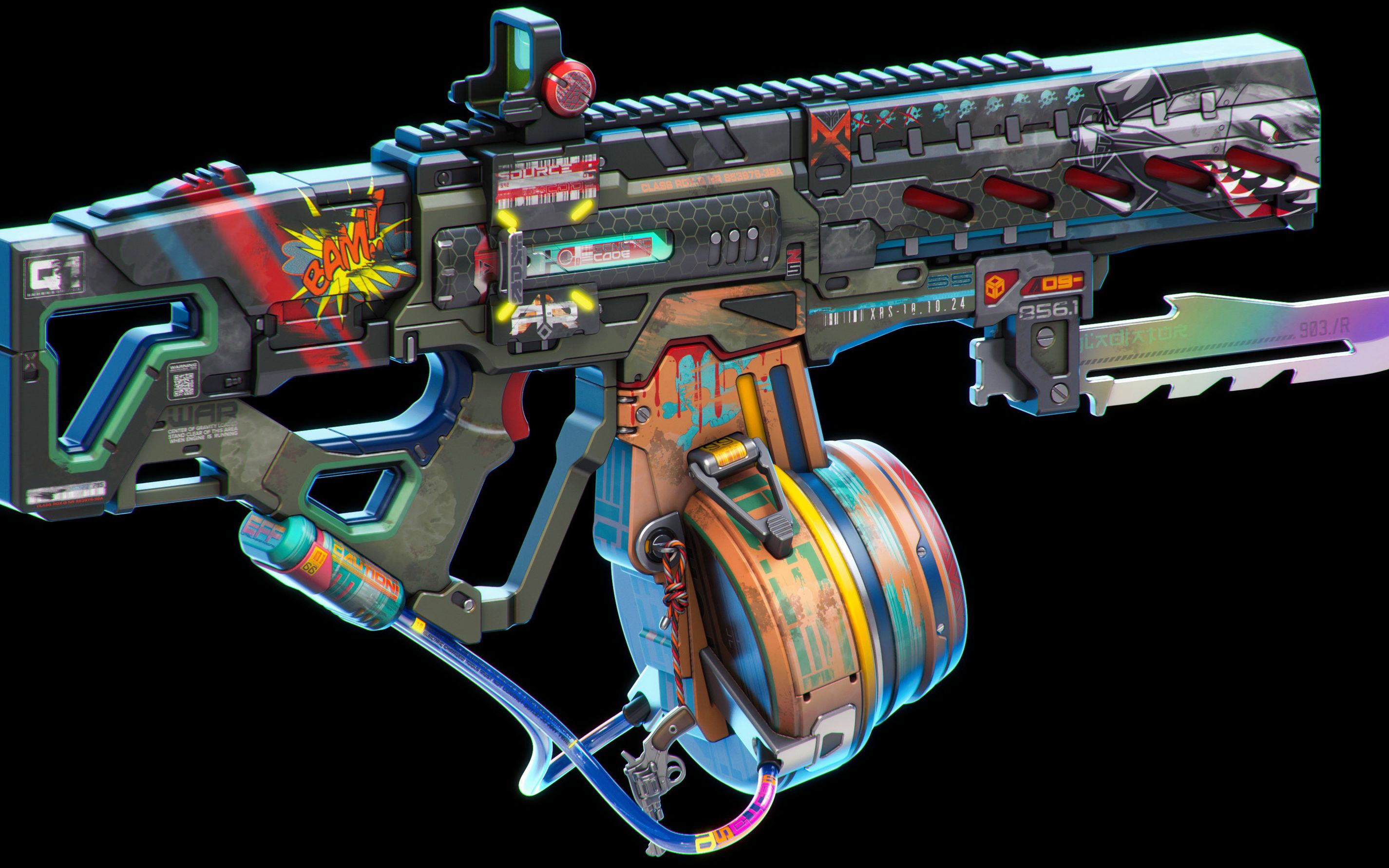 【maya枪械】炫彩科幻ak建模,次世代枪械模型制作_哔哩哔哩_bilibili