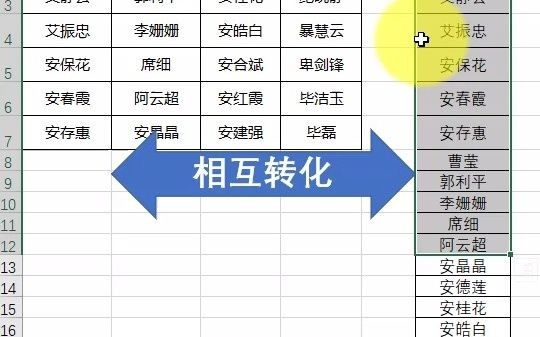 10秒完成,Excel单列变多列,多列变单列