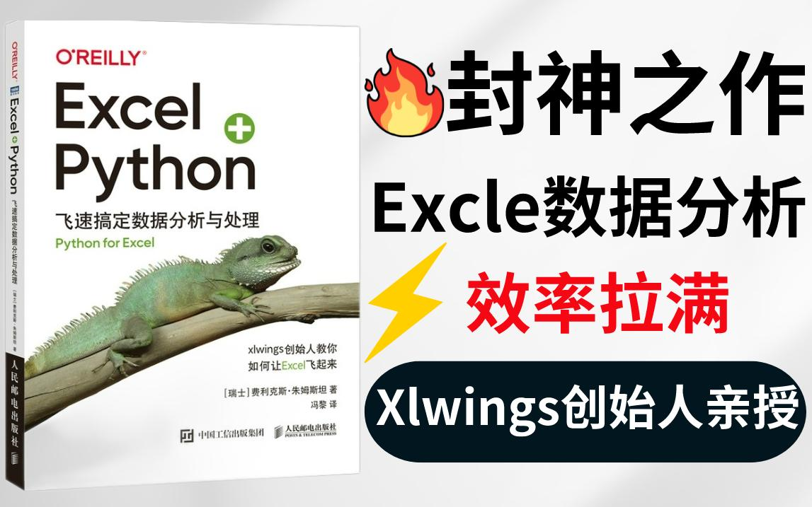 封神之作!《Excle+Python飞速搞定数据分析与处理》xlwings创始人亲授!职场人,大学生提升必备!数据分析|Python|excle|数据处理哔哩哔哩bilibili