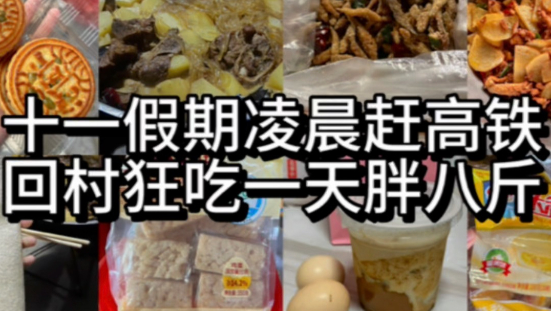 十一假期凌晨赶高铁回村狂吃一天胖八斤