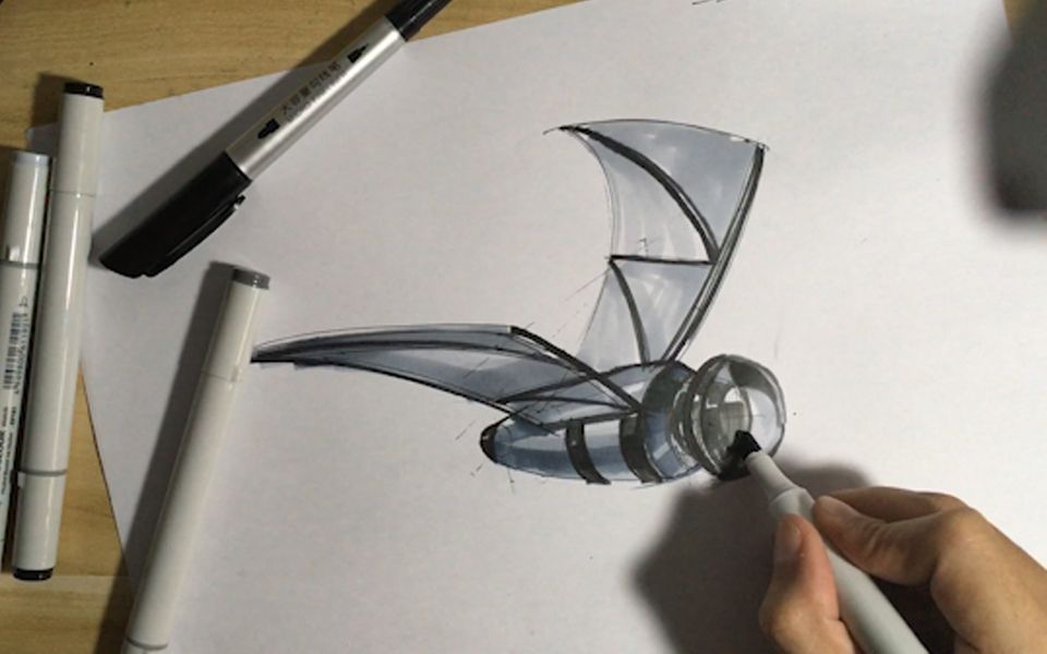 工业产品手绘——鸟型仿生飞行器