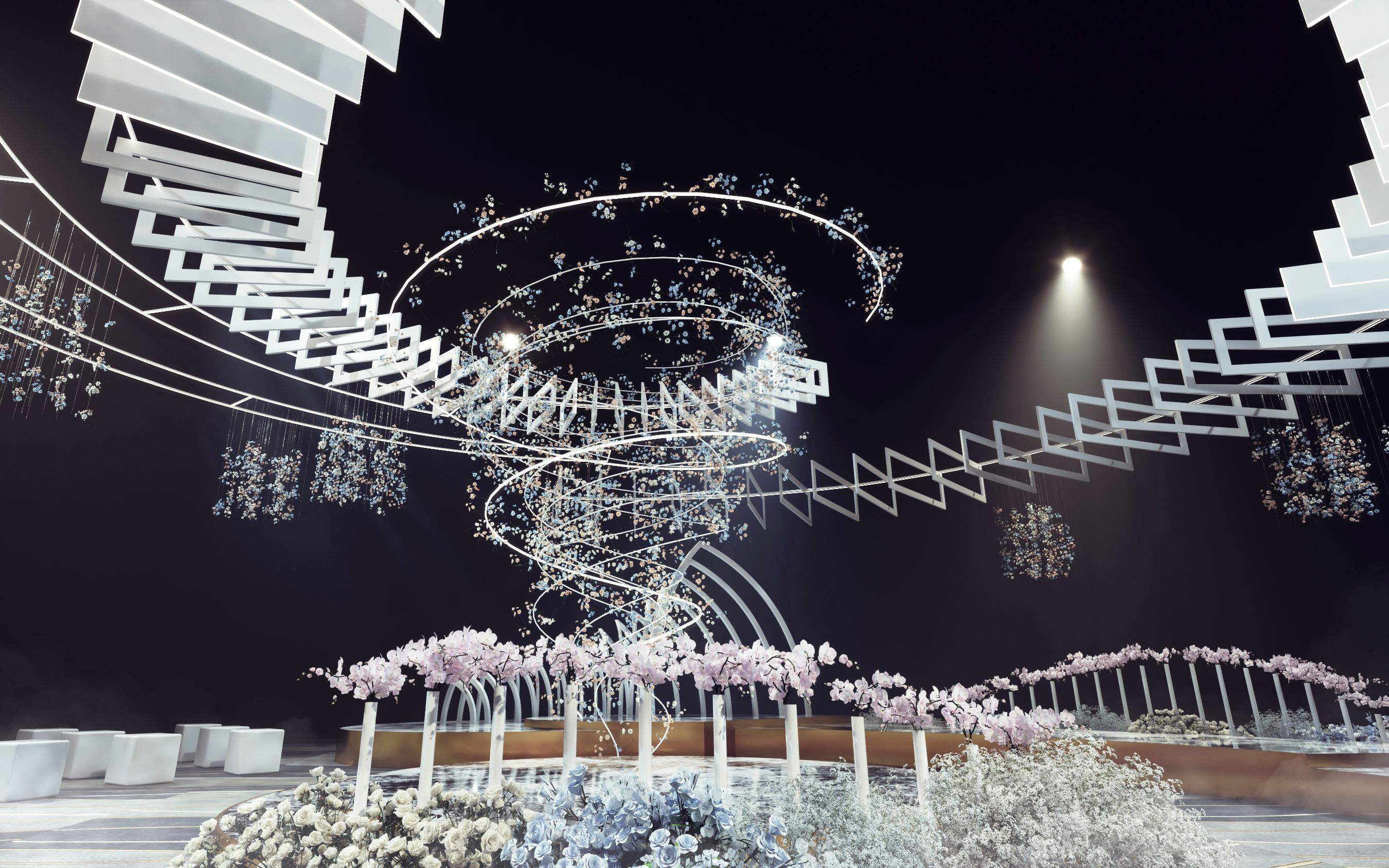 3d效果图还原婚礼设计主题场景(材质灯光渲染)