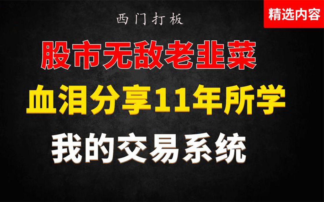 第二十三集:股市无敌老韭菜,血泪分享11年所学,我的交易系统!哔哩哔哩bilibili