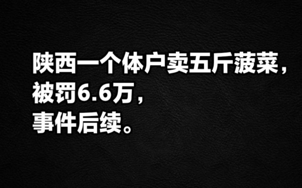 陕西一个体户卖五斤菠菜,被罚6.6万,事件后续.哔哩哔哩bilibili