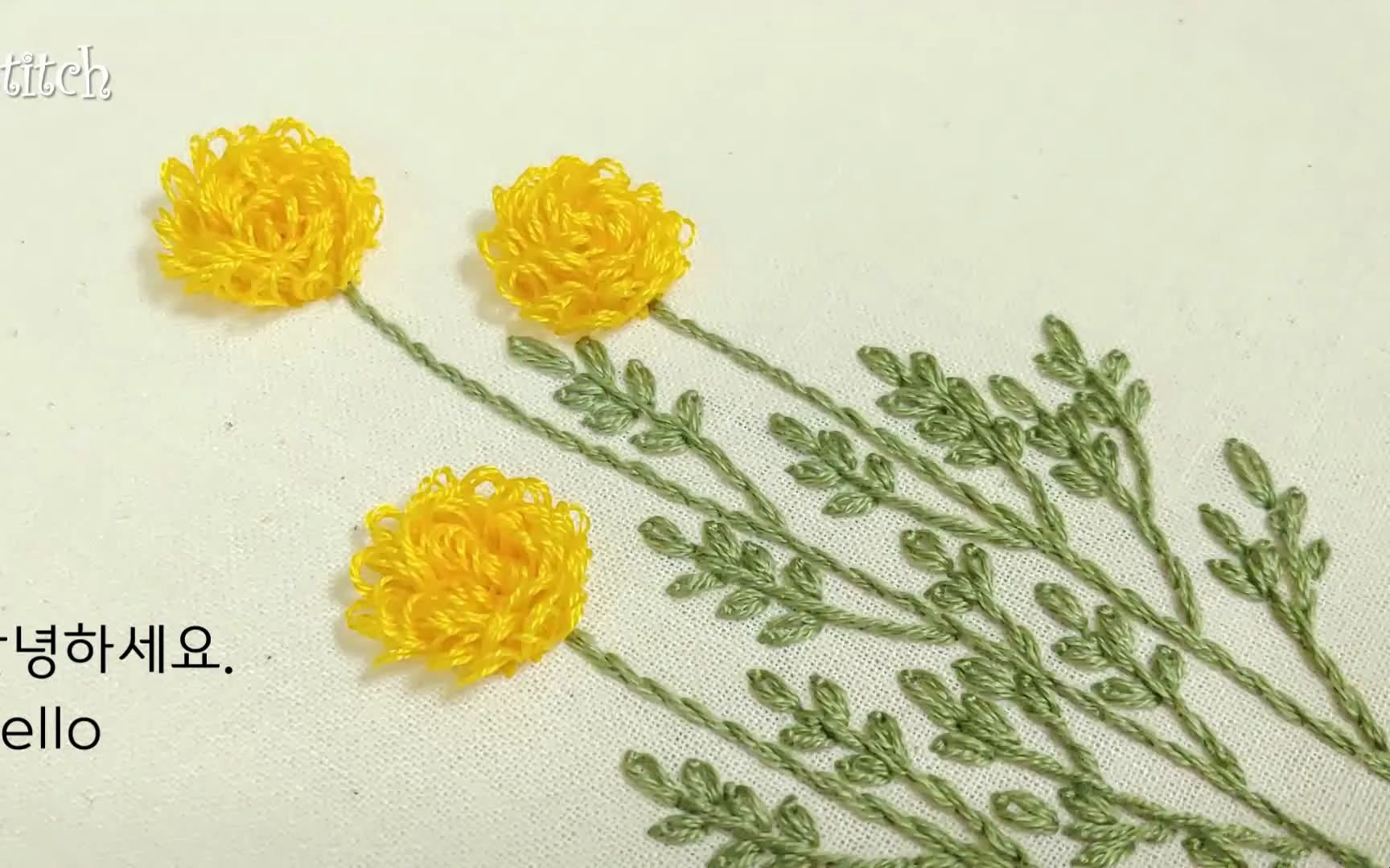 【gamsung stitch】薰衣草刺绣教程cotton lavender embroidery