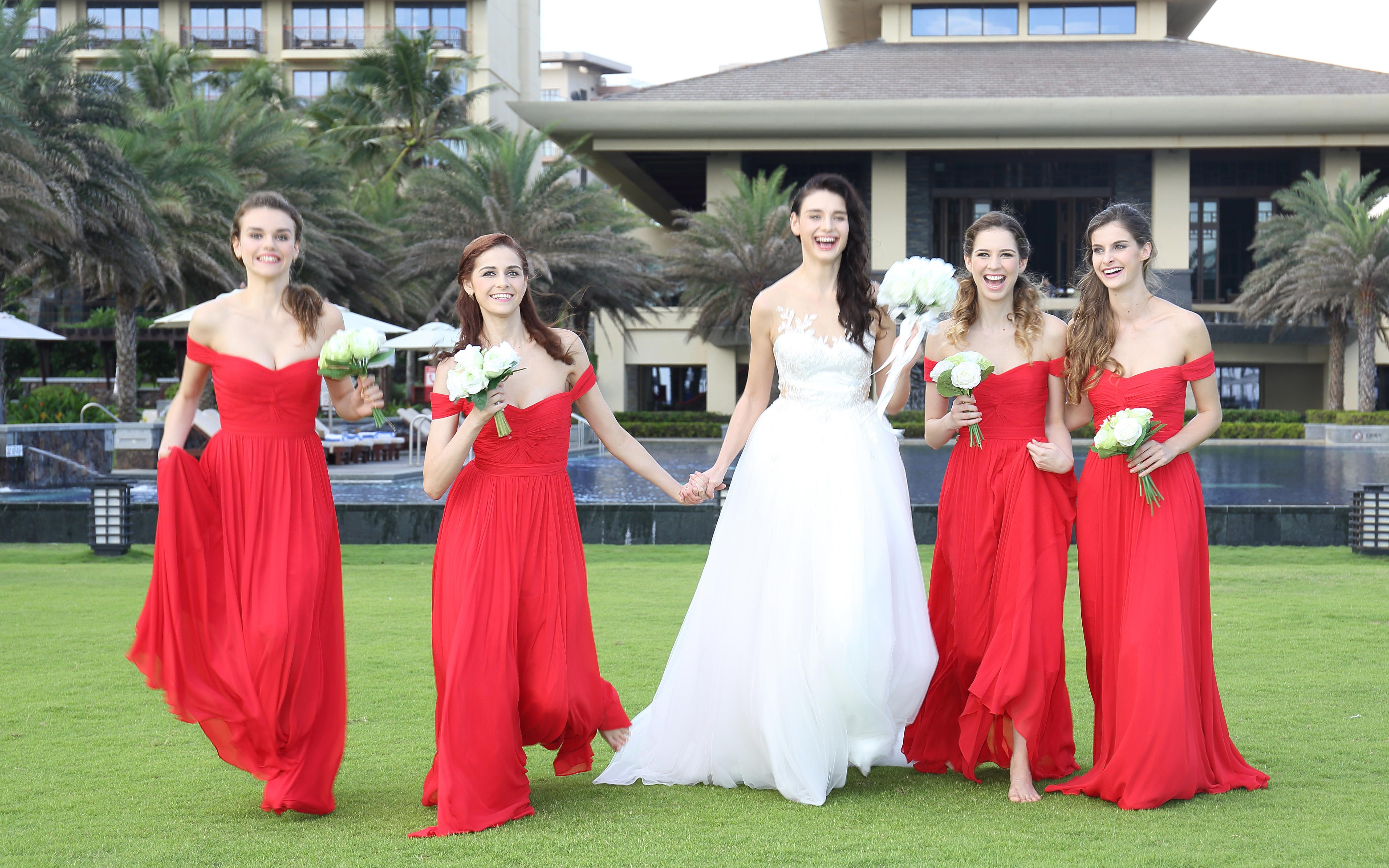 优雅女神风一字领简约风伴娘礼服日常聚会舞会毕业合照可穿的礼服裙