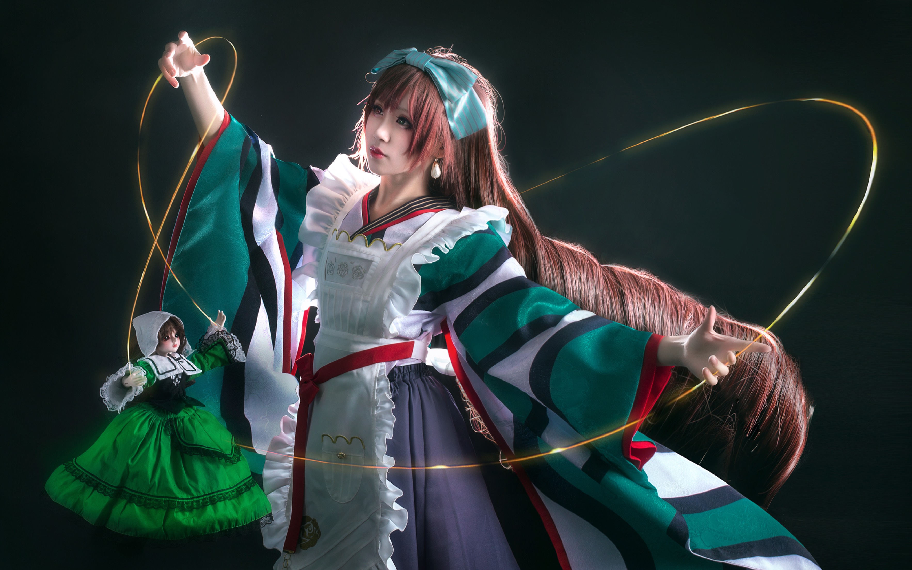 【汐兔】蔷薇少女翠星石大正和服～第一次跟人偶一起拍_哔哩哔哩゜